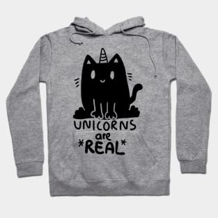 Unicorns are real ! cute, black caticorn Hoodie